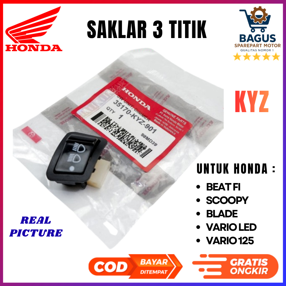 สวิตช์ Beat Fi 3 จุด - Beat fi Vario สวิตช์ LED 35170-KYZ-901 ส่วนมอเตอร์