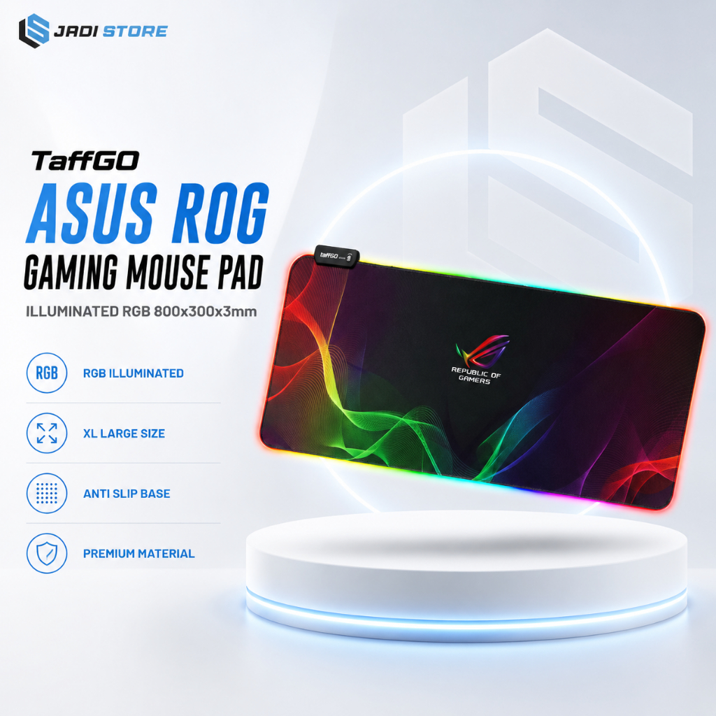 TaffGO ASUS ROG Gaming Mouse Pad Illuminated RGB 800x300x3mm – GMS-GB-5 RGB Gaming Mousepad XL LED Mouse Pad ROG แผ่นรองเมาส์ขนาดใหญ่ 80x30 ซม.RGB LED Mousepad Anti Slip Desk Mat Gaming Setup คอมพิวเตอร์แล็ปท็อปแผ่นรองเมาส์ ไฟ RGB