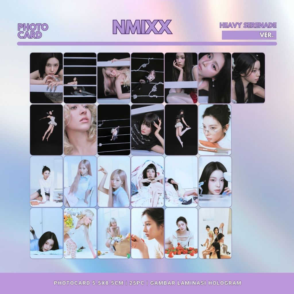 GLOSSY PHOCARD NMIXX HEAVY SERENADE ROUNDED 25 ชิ้น การ์ด KPOP UNOFFICIAL HAEWON BAE JIWOO KYUJIN
