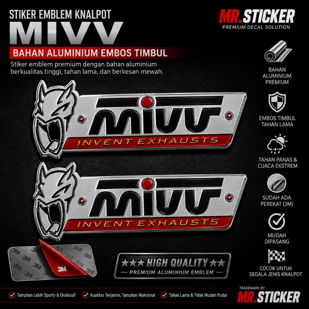 สติ๊กเกอร์สัญลักษณ์ไอเสีย MIVV ทําจากอลูมิเนียมนูนทนความร้อน