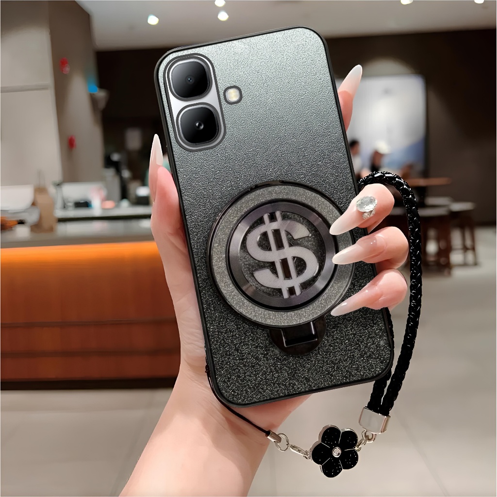 เคสนิ่ม Infinix Smart 20 Glitter Dollar Magnetic Ring Holder ฟรีเชือกเส้นเล็ก