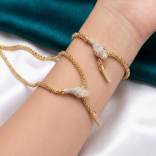 Xuping88 Set Perhiasan Kalung dan Gelang Luna Maya Ular Titanium
