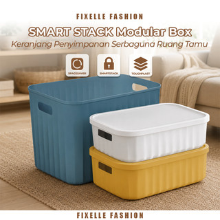 Fixelle Fashion Kotak Penyimpanan 3 Ukuran 3 Warna Keranjang Penyimpanan Storage Box Multifungsi Dengan Tutup