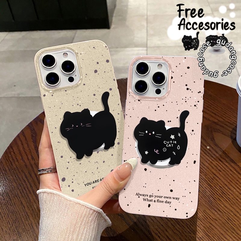 GLITTER BLINK STARDUST กรณีแมวดําสําหรับ REALME 9i 14 14T 15 16 C11 C15 C17 C20 C21Y C25 C30 C30S C3