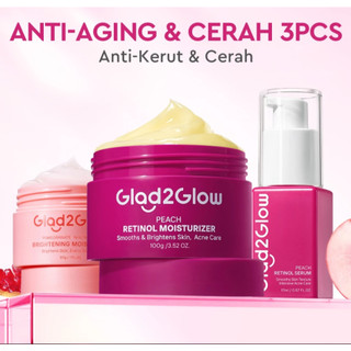 Glad2Glow Pomegranate Niacinamide Power Bright White Wajah Peach Retinol Moisturizer 30g