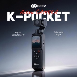 KiTBEEZ K-POCKET Pocket Action Camera 75MP 18X 4K/30fps Built-in Filters 330°AI Face Tracking with Tripod