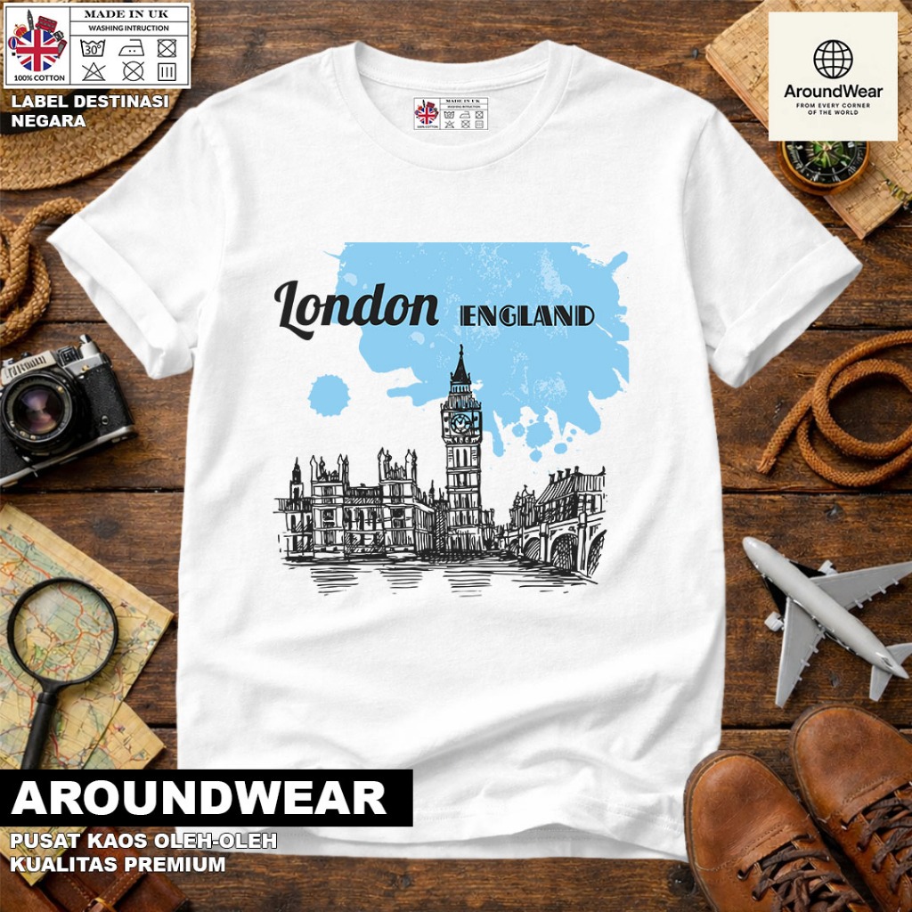 เสื้อยืด KATUN ENGLAND LONDON ENGLAND SOUVENIR พร้อมแท็กขาย, ผ้าฝ้าย 30S, ของขวัญ SOUVENIR พรีเมี่ยม