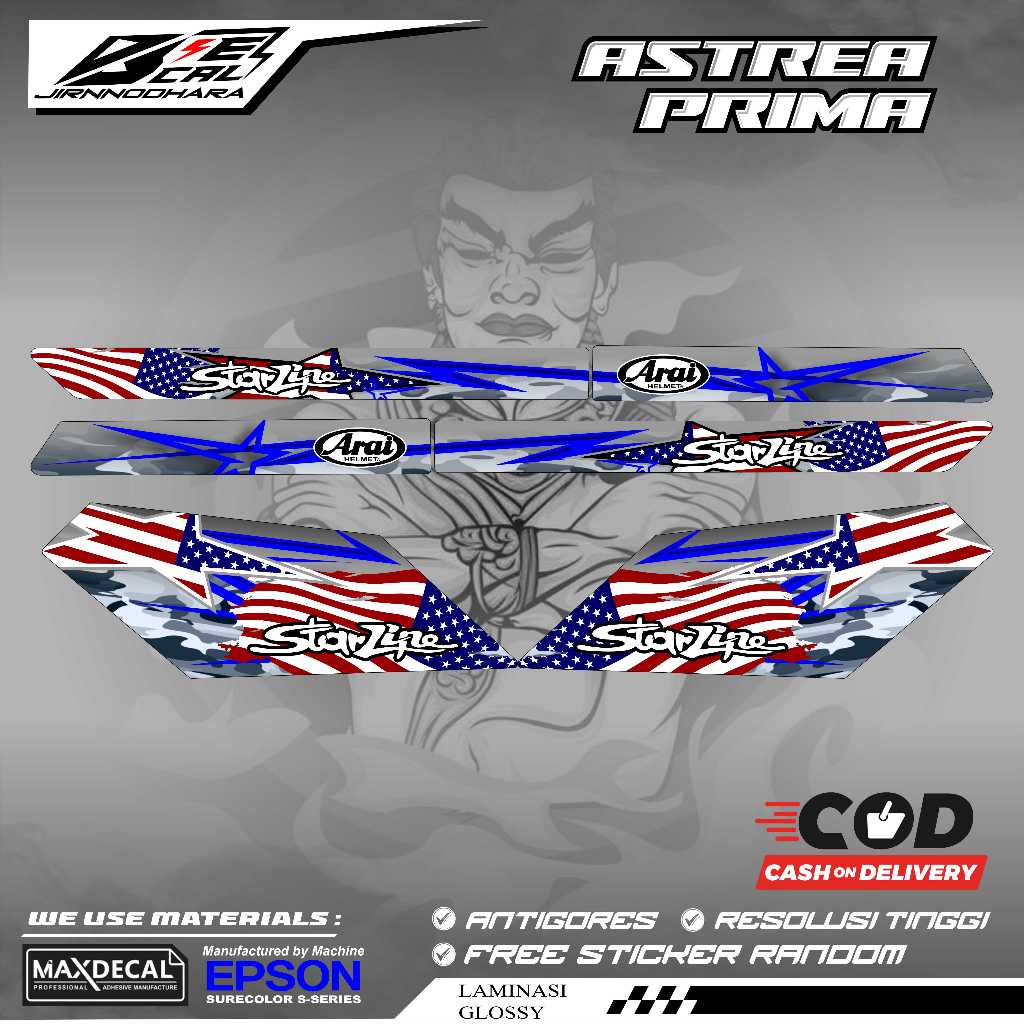 HONDA ASTREA PRIMA STAR DREAM THAILAND สติ๊กเกอร์หลากหลายแถบ ARAI AMERICA K50 MOTIF