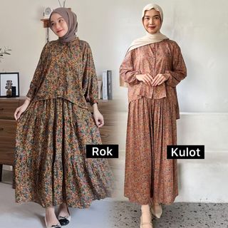 Safara Set Rayon Diamond - Setelan Motif - Busui Oversize - Set Rok - Set Kulot