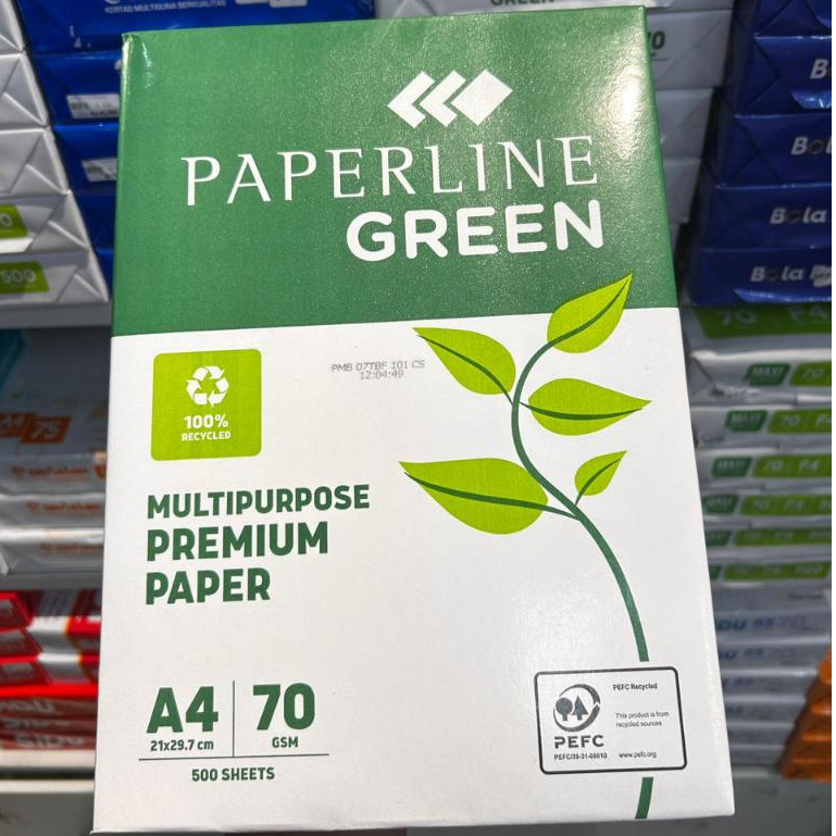 กระดาษ TBMO A4 HVS 70 กรัม 70 แกรม 70 กรัม PAPERLINE สีเขียว