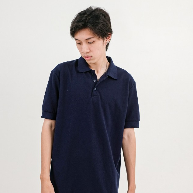 Crazypolos Cotton CVC Pique Knit 24s เสื้อยืดคอปกสีกรมท่า