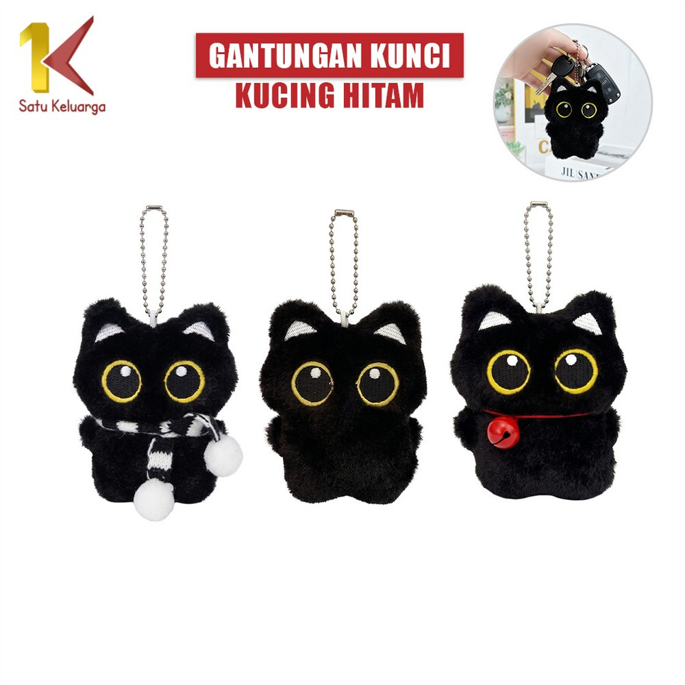 GANTUNGAN One Family Black Cat พวงกุญแจ C1622 ตุ๊กตาน่ารักกระเป๋าตกแต่งพวงกุญแจพวงกุญแจอุปกรณ์เสริม
