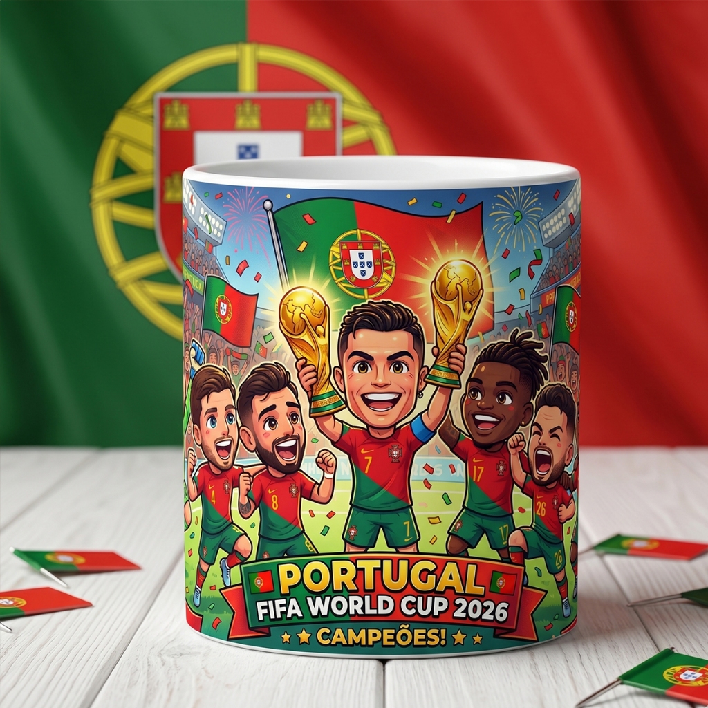 โปรตุเกส FIFA world cup 2026 เซรามิคแก้วกาแฟสินค้าของที่ระลึกของขวัญผู้ชายรักฟุตบอล Cristiano Ronaldo, Rafael Le6410o, Gonlo Ramos, Bruno Fernanddes, Diolot