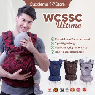 Ultimo WCSSC Gendongan Bayi Premium - CUDDLE ME WCSSC ULTIMO CARRIER Tenun Jacquard  Support M Shape 4 Posisi Gendong Dengan Hipseat