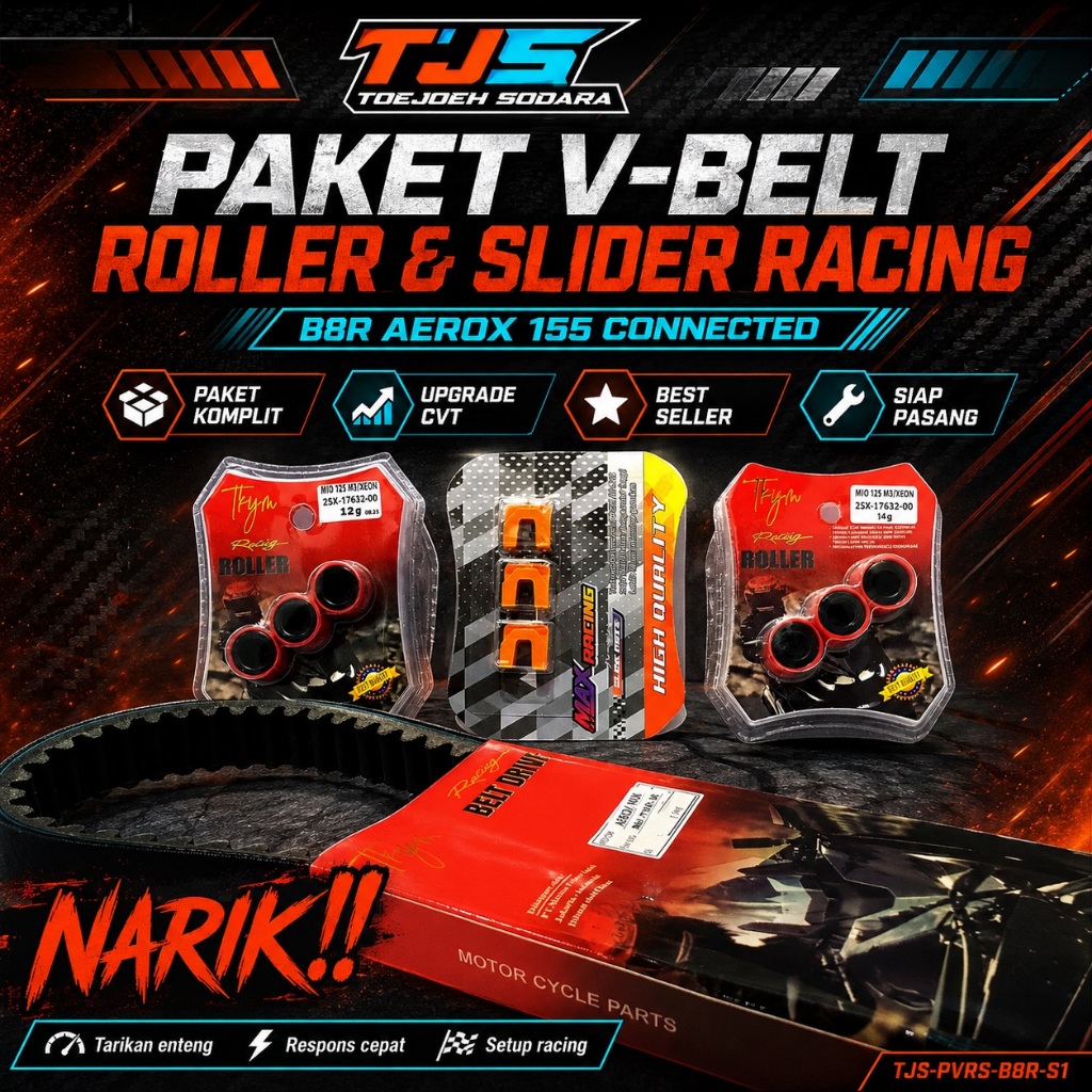 B8R VANBELT KEVLAR RACING PACKAGE + ROLLER + SLIDER AEROX 155 CONNETED – NIRIK!!