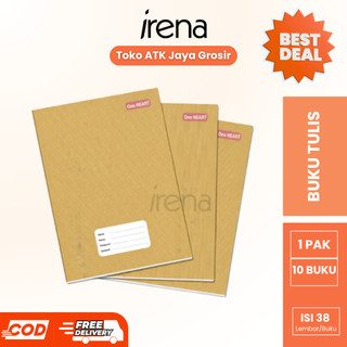 ONE HEART Buku Tulis Sampul Kraft Kwarto 38 Lembar Pak 10 Buku