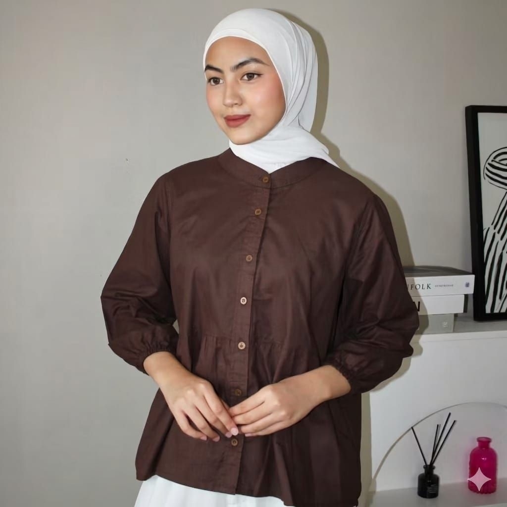 KATUN KYREN เสื้อเชิ้ตผ้าฝ้ายลินิน Ruffle - สวมใส่สบาย