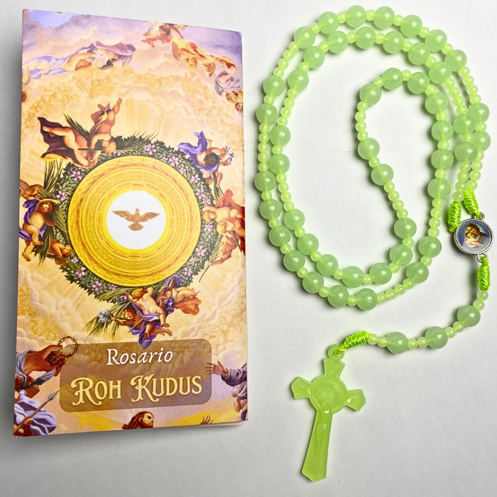 HIJAU Premium Glow In The Dark Phosphor Rosary - เรืองแสงพรีเมี่ยมที่ไม่ซ้ํากันใน Dark / คาทอลิกเครื่องมืออธิษฐานสีเขียวฟอสฟอรัสลูกประคํา