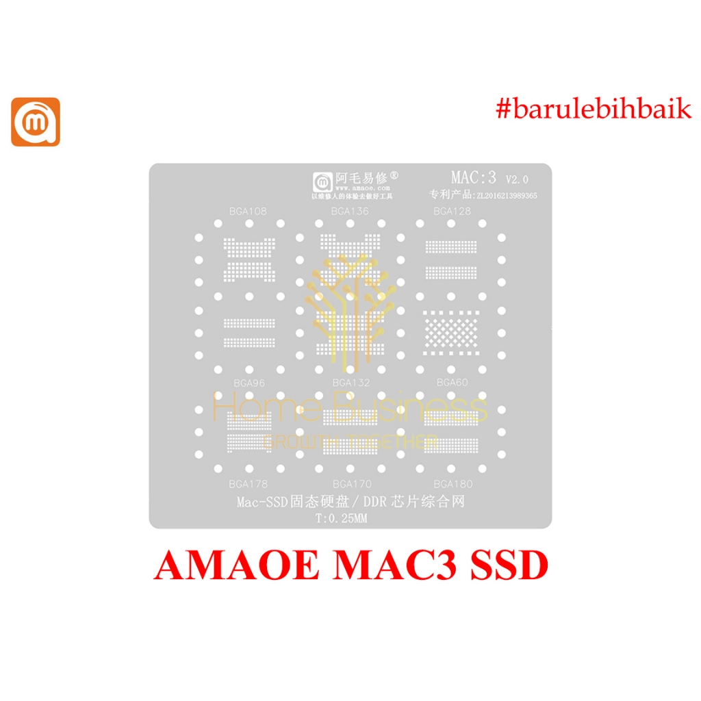 AMAOE MAC3 MAC:3 V2.0 IC SSD แม่พิมพ์ Mac DDR RAM BGA108 BGA136 BGA128 0.25 มม.เดิม