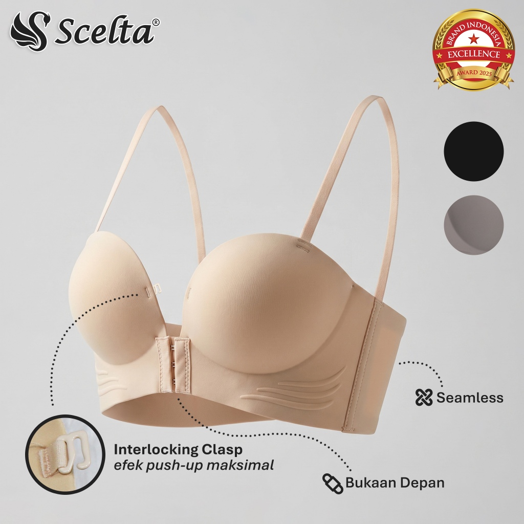 Scelta - เสื้อชั้นในผู้หญิงไร้ตะเข็บสวมใส่สบายทุกวัน Anti-Plgiarism โฟมหนาตะขอหน้าเปิดด้านหน้า | BH SC PB1957