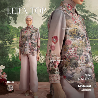 HijabChic Leifa Top - Violet Ash Atasan Wanita Kemeja Pattern Katun Adem Nyaman Lembut