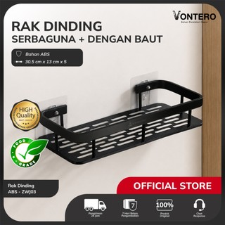 Vontero Rak Dinding Tempel Paku Serbaguna Rak Kamar Mandi & Dapur Anti Karat Warna Hitam Minimalis | ZWJ03