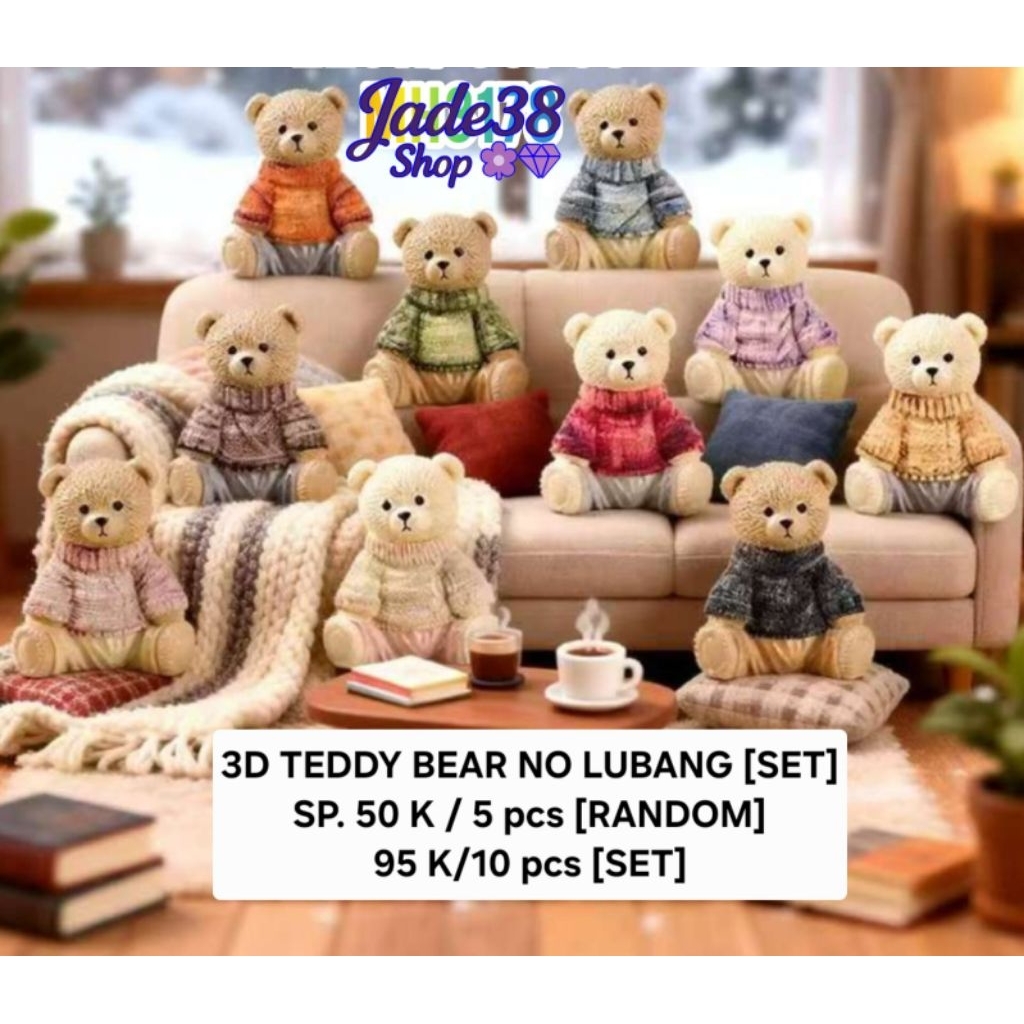 DIY Craft Figure 3D Teddy Bear Clay Bear Non Hole [ชุด]
