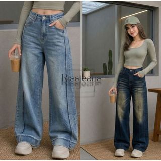Celana Tulang Lipat Highwaist Baggy Losse Jeans Lipat Tulang Soft Jeans rissjeans