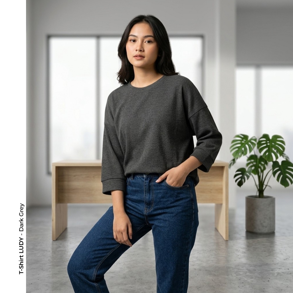 Milanese LUDY เสื้อผู้หญิง 3/4 ผ้าฝ้ายหวี Twill Oversize Jumbo LD 120 ซม. PB 60 ซม.รอบ RIB