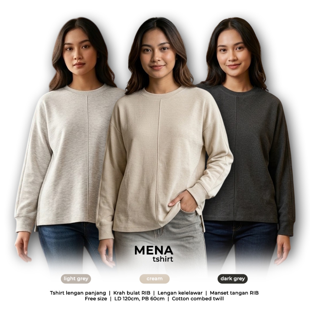 Milanese MENS Tops 3/4 Sleeve Cotton Combed Twill Oversize Jumbo LD 120cm PB 60cm Round Collar RIB
