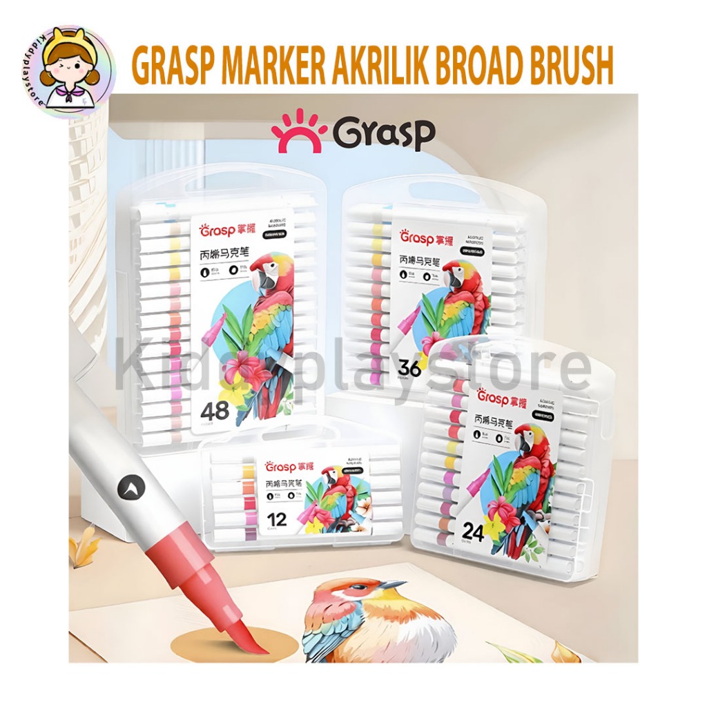 Grasp Acrylic Marker Dual Brush Tip Brush + Fine GMM95105
