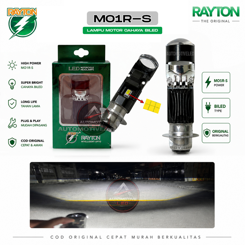 RTD RAYTON H6 M01RS ไฟหน้า H6 LED รถจักรยานยนต์ UNIVERSAL BEBEK MATIC PNP