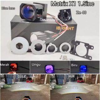 Projector Biled Matrix X1 Plus Devil IBRIGHT 1,5inc  ZE 40  ZE 41 jauh dekat Flat cut Kipas pendingin