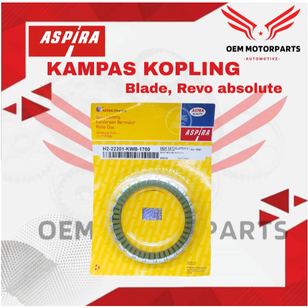 จานคลัทช์ 1 ชุด 3 SIDE BLADE REVO ABSOLUTE FC H2-2201-KWB-1700 ORIGINAL ASPIRA