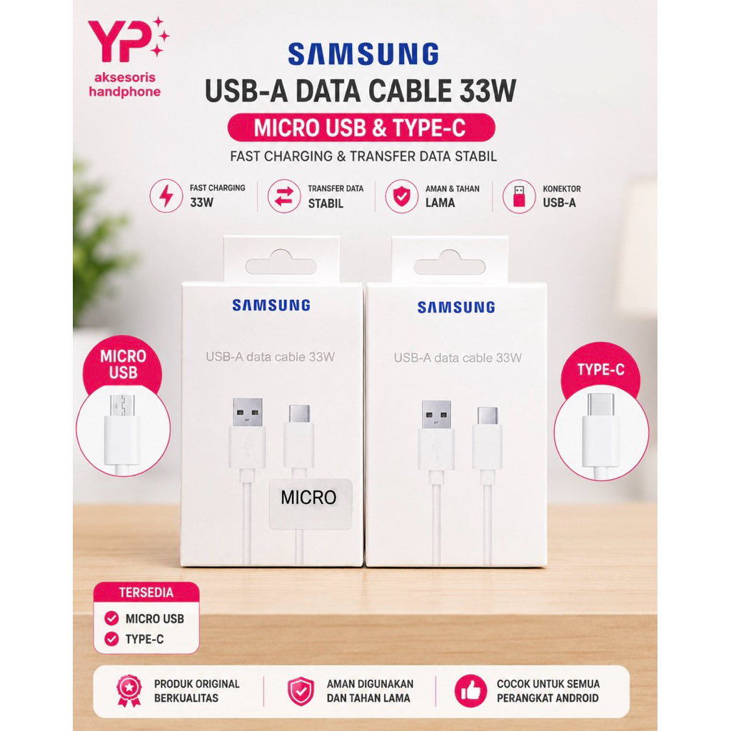 SAMSUNG 33W TURBO SUPERVOOC สายชาร์จเร็ว USB เป็น MICRO / TYPE-C Android Data Cable