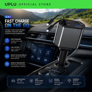 UPLU Car Charger Colokan Casan Mobil 4 Ports PD 120W QC 3.0 USB Type C & Lightning Fast Charging