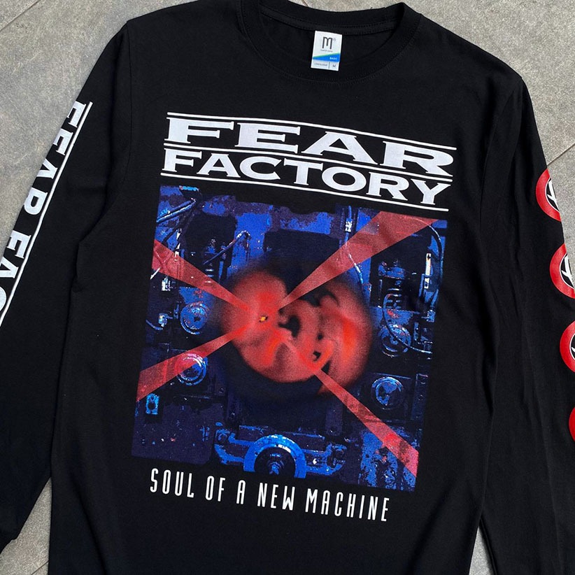 KATUN LONGSLEEVE FEAR FACTORY - SOUL OF A NEW MACHINE BAND MERCH LONG-SLEEVED COTTON T-SHIRT WITH ROUND COLLAR