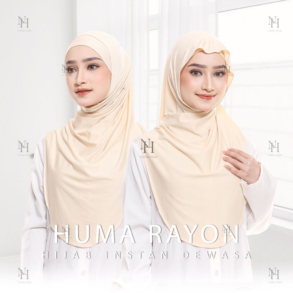 ฮิญาบสําเร็จรูป L Bergo Huma Kaos ผ้าเรยอน Cooltech
