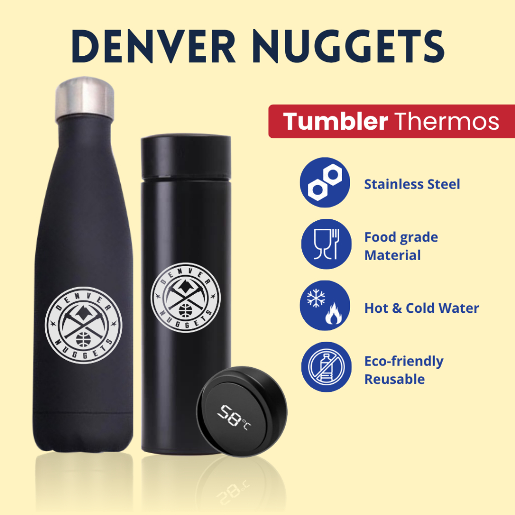 TERMOS DENVER NUGGETS - TUMBLER THERMOS โลโก้ออกแบบที่กําหนดเอง DENVER NUGGETS
