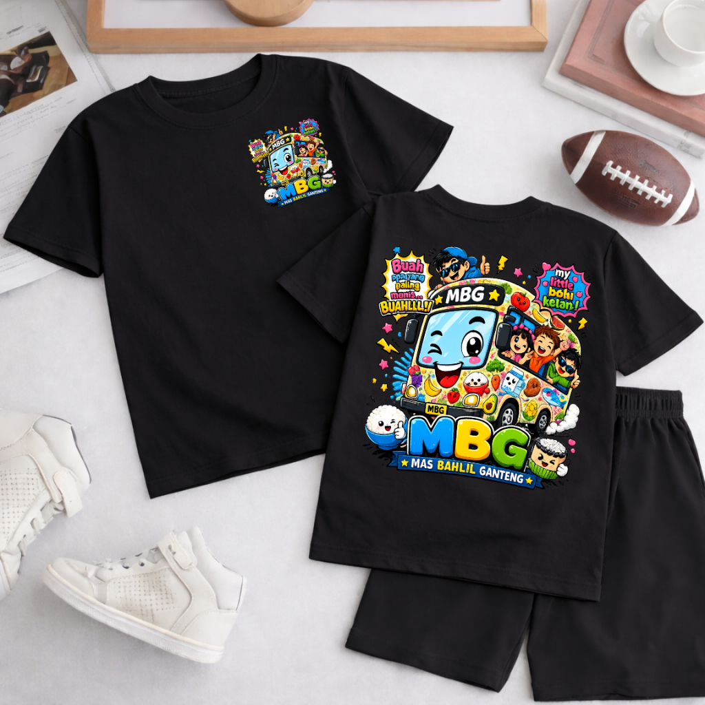 กางเกงขาสั้นเด็กผู้หญิงและเด็กชาย Set 5-15 Years Old MBG BUS Motif