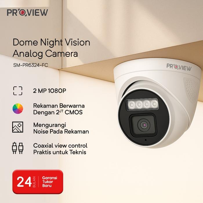 PROVIEW Analog กล้องในร่ม 2MP 1080P HD IP66 Night Vision SM-PR6324-FC