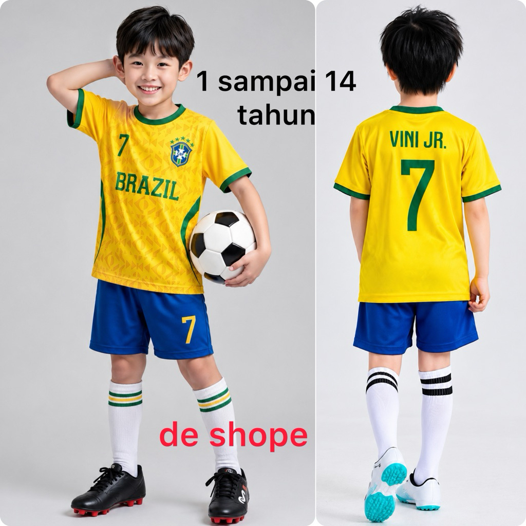 / LATEST BRAZIL SET / BOYS FOOTBALL SHIRT SET BRAZIL FOOTBALL SHIRT / INDONESIAN SHIRT