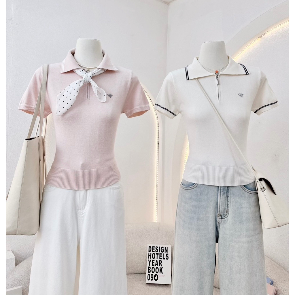 บดขยี้ห้อ | Zipper Waya Top | เสื้อไหมพรมพรีเมี่ยมสําหรับผู้หญิงเสื้อตัวในน่ารักสไตล์เกาหลี