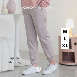 CANDIEZ CANDY Baggy Pants M L XL | 16 Warna | Celana Pastel Wanita Drill Tebal Lembut