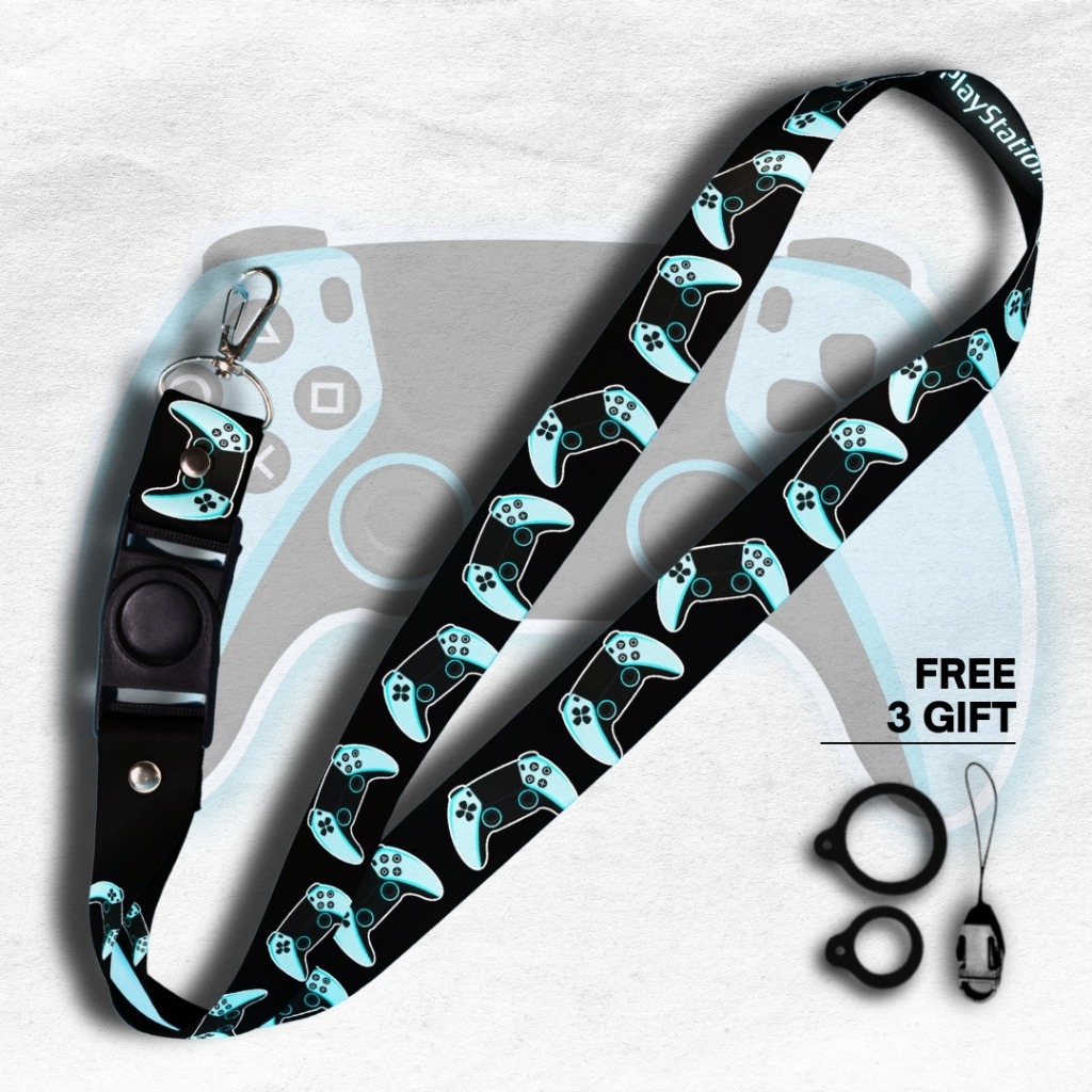 GANTUNGAN LANYARD PLAY STATION V1 1.5 ซม. โทรศัพท์เซลล์ที่แขวนและสายรัดการ์ด ID | เกม เกม เกม | คอนโ