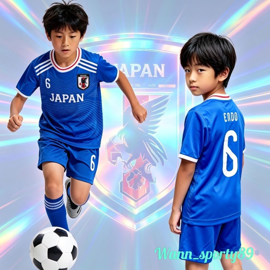ชุดเสื้อฟุตบอลฟุตบอลโลกญี่ปุ่นสําหรับเด็กอายุ 1 ถึง 14 ปีวัสดุนุ่มเย็น