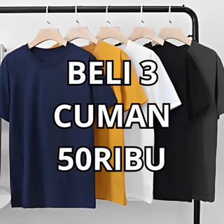 [ Paket 3pcs 50ribu] Kaos Polos Pria Wanita Regular Fit Quality Semi Cotton Premium