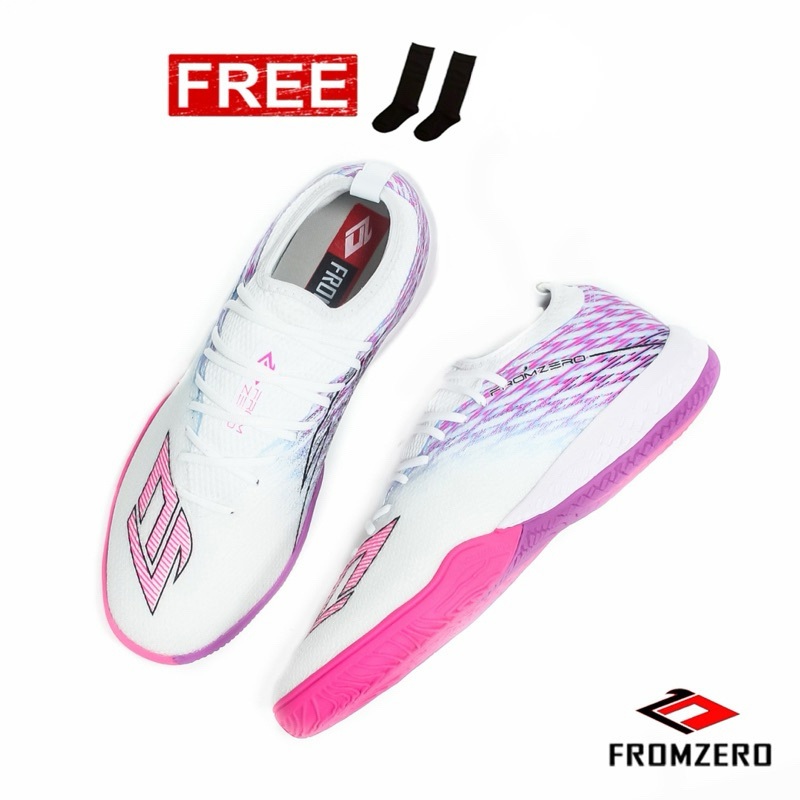Fromzero - รองเท้าฟุตซอลผู้ชาย Fromizero Starkia Dakkar White Violet/Pink IN Original