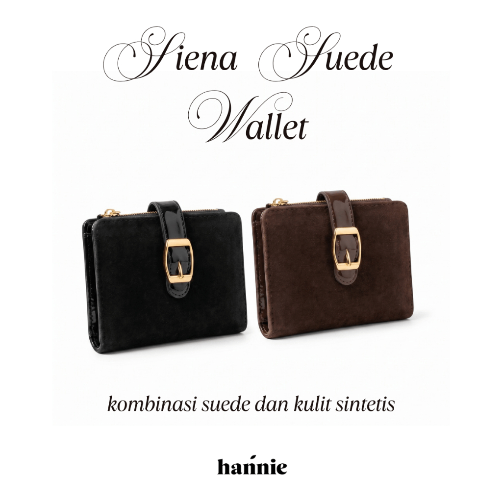 HANNIE - กระเป๋าเงิน Siena Suede | กระเป๋าสตางค์ผู้หญิง | FOLDING WALLET | กระเป๋าสตางค์ใส่บัตร | สตางค์หนัง