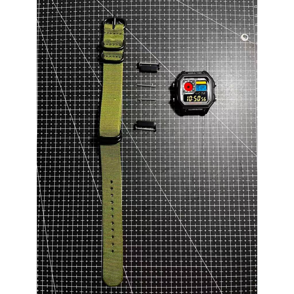 Snack Strap Adapter 18mm to 20mm และ 18mm to 22mm Metal Nato Ribbed Nylon Watch Strap ประกอบด้วย Ste